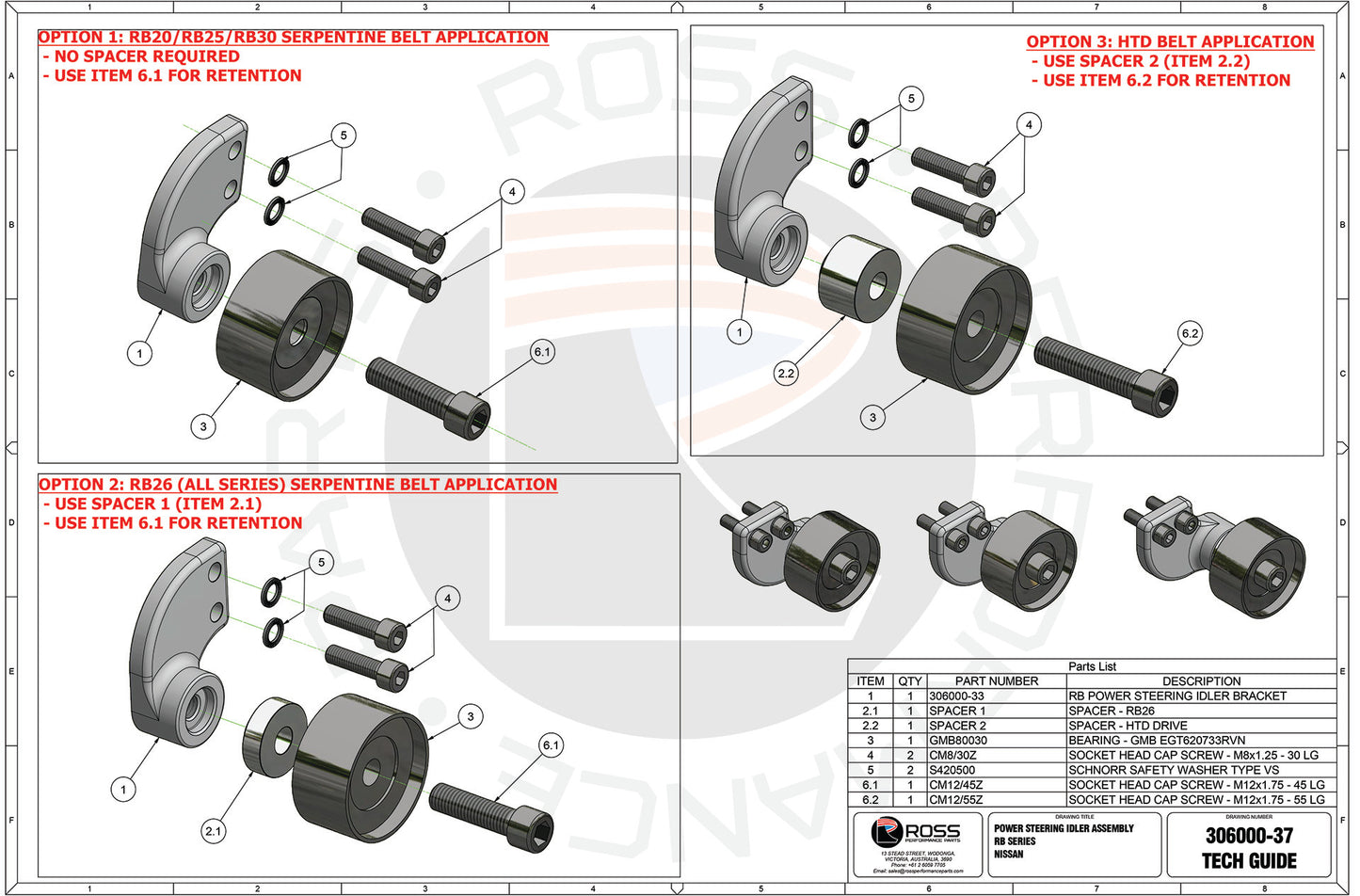 Nissan RB Power Steering Idler Kit