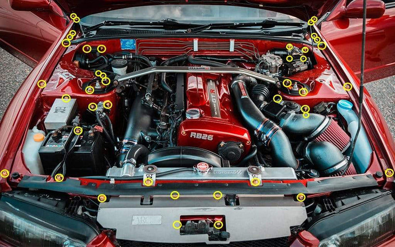 Titanium Hardware Engine Bay Kit, R32