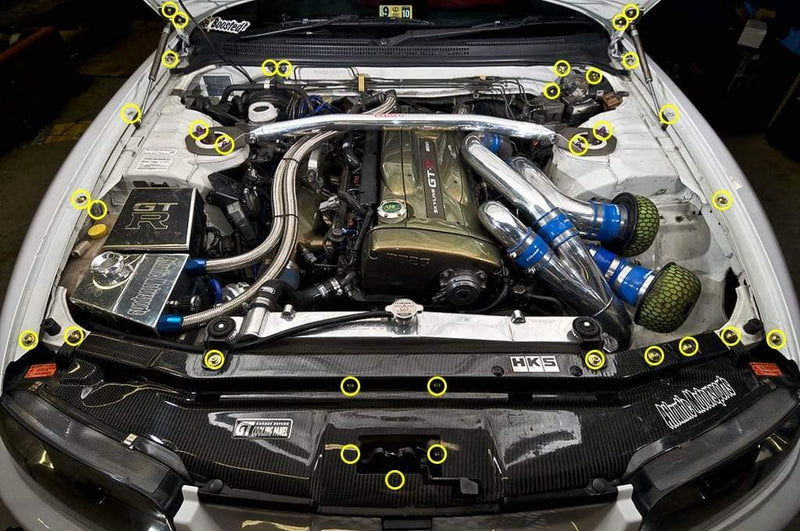 Titanium Hardware Engine Bay Kit, R33